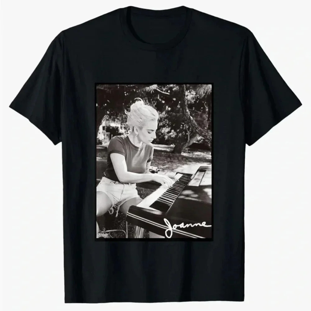 Lady Gaga Unisex‎ Joanne Piano Photo 100% Cotton Concert T-Shirt Black XS NWOT